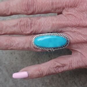 New! Gorgeous! Natural Larimar ring! 925 sterling,Sz.6